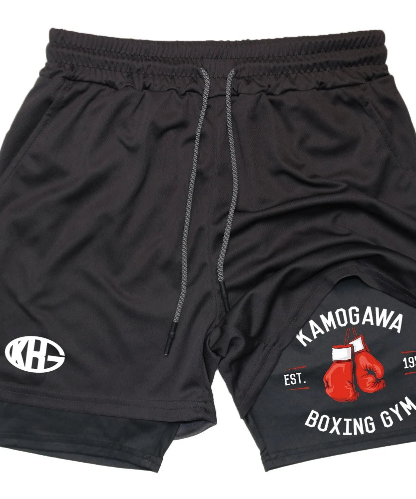 IPPO Boxing Anime Gym Shorts – 2-in-1 Quick-Dry Compression Shorts for Men