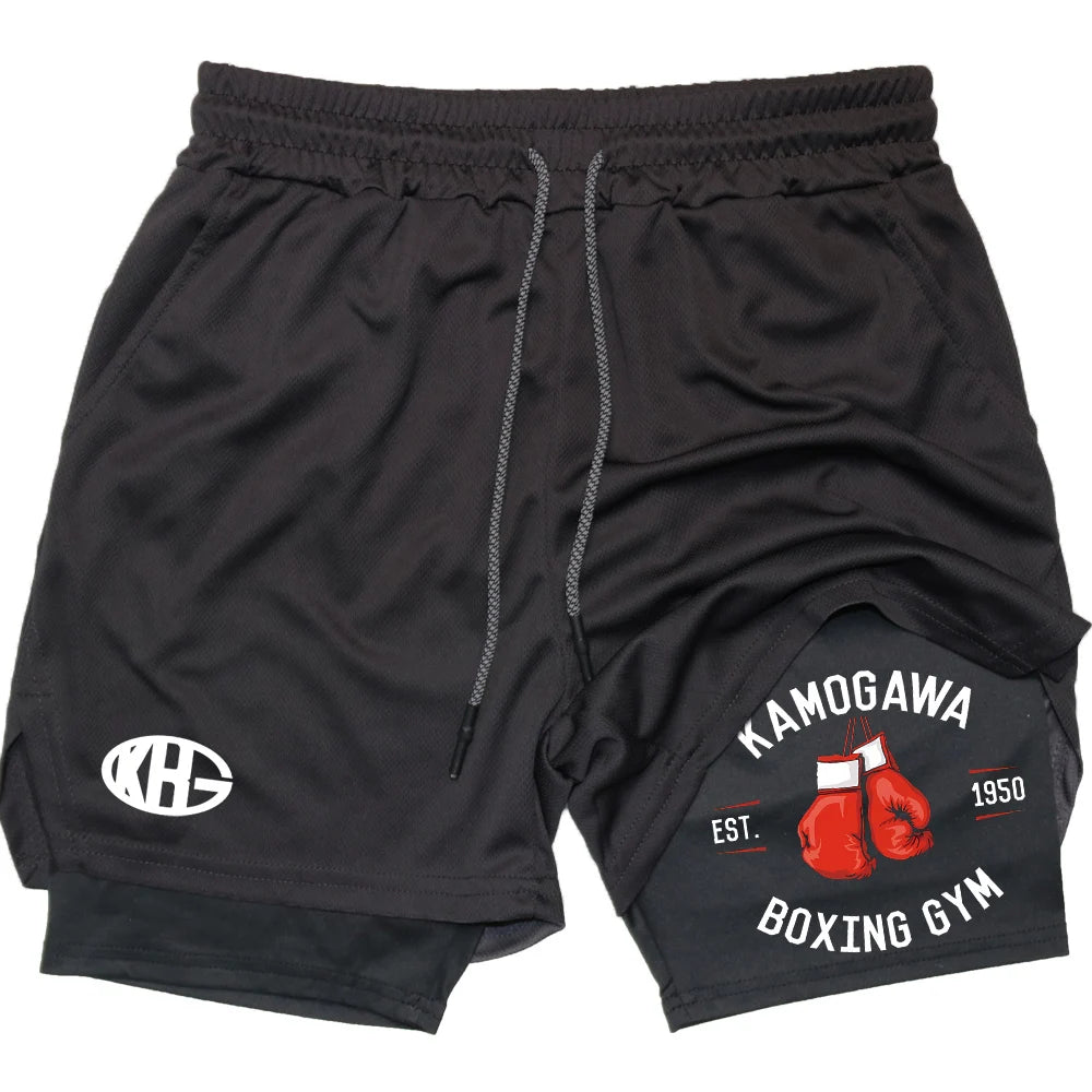 IPPO Boxing Anime Gym Shorts – 2-in-1 Quick-Dry Compression Shorts for Men