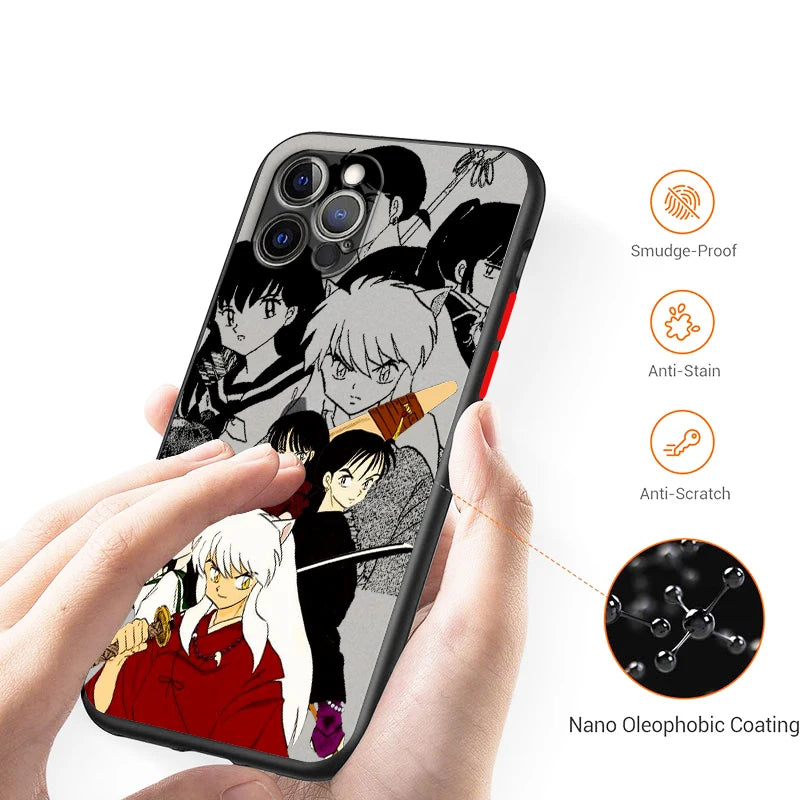 Inuyasha Anime Movie Comic Frosted Translucent For Apple iPhone 16 15 14 13 12 11 XS XR X Pro Max Plus Mini Cover Phone Case