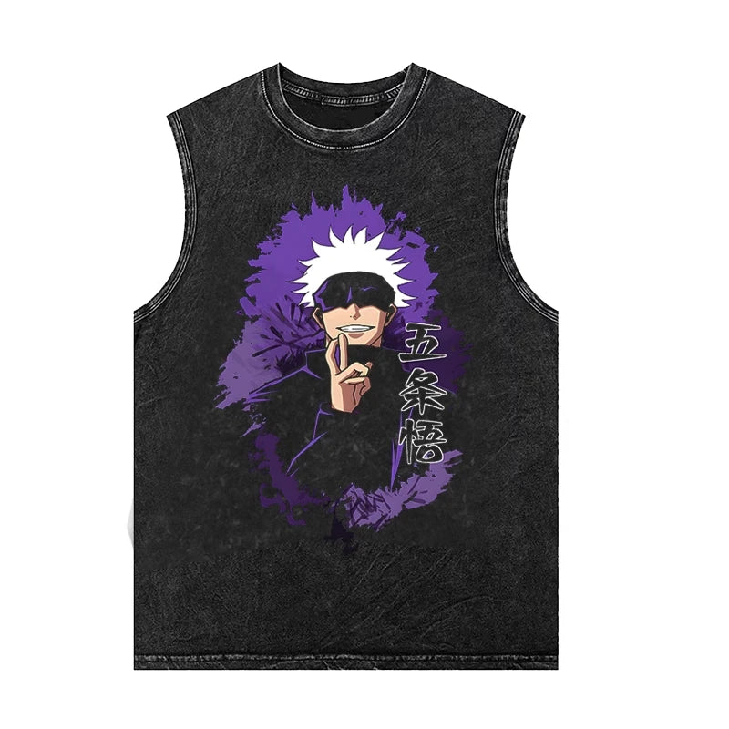 Men's Tank Tops Anime Black Clover Sleeveless Shirt Summer New Women's Oversized Vintage Washed Vest Gym T Shirt Y2k Clothes