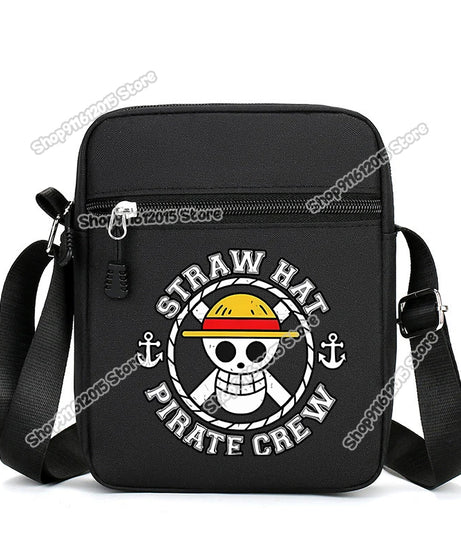 One Piece Men Shoulder Bag Anime Luffy Zoro Boy Oxford Cloth Crossbody Zipper Messenger Bags Outdoor Travel Small Phone Pouch