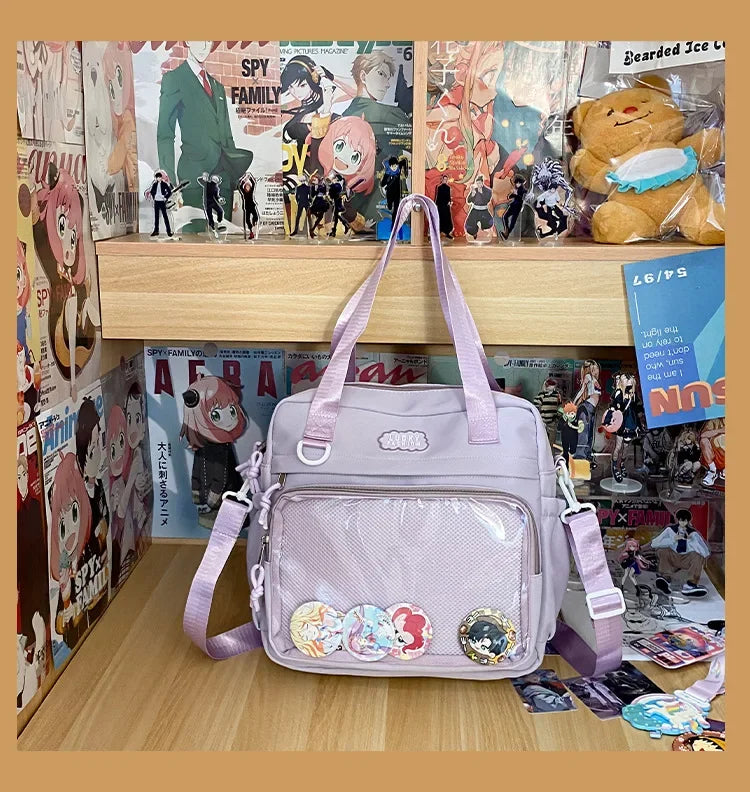 Multifunctional Shoulder Anime Spy × Family Crossbody Bag with Large Capacity for Students To Attend Classes and Tutoring Tote Bag for Girls