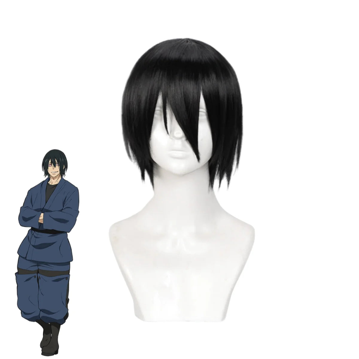 Anime Fire Force Shinmon Benimaru Cosplay Costume Blue Japanese Practice Uniform Tops Wig Adult Man Halloween Carnival Suit