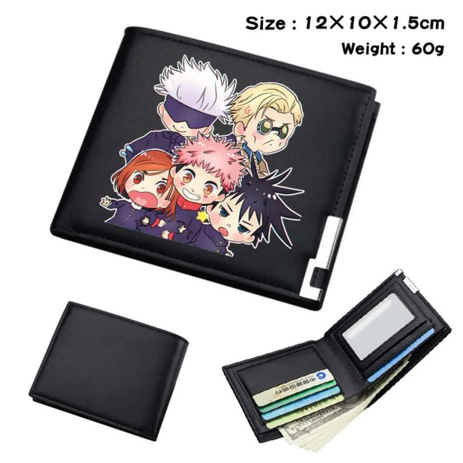 Anime Itadori Yuji Satoru Gojo Bifold Wallet Black Card Holder Cosplay Jujutsu Kaisen Short Purse Student Wallets Gift