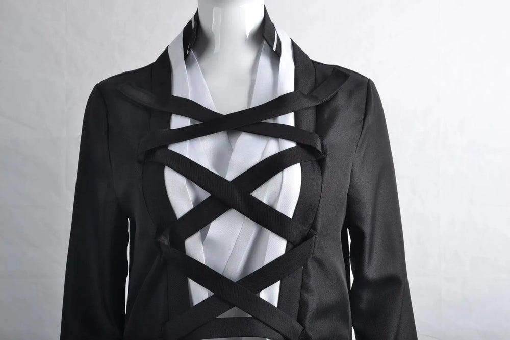 Bleach Kurosaki Ichigo Cosplay Costume – Black & White Shinigami Hollow Outfit 4