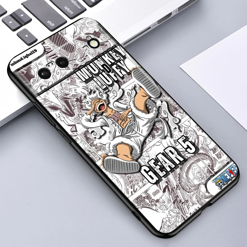One Piece Anime Zoro Luffy For Google Pixel 9 8 7A 7 6A 6 5A 5 4 4A XL 5G Black Silicon Shockproof Shell Cover Phone Case
