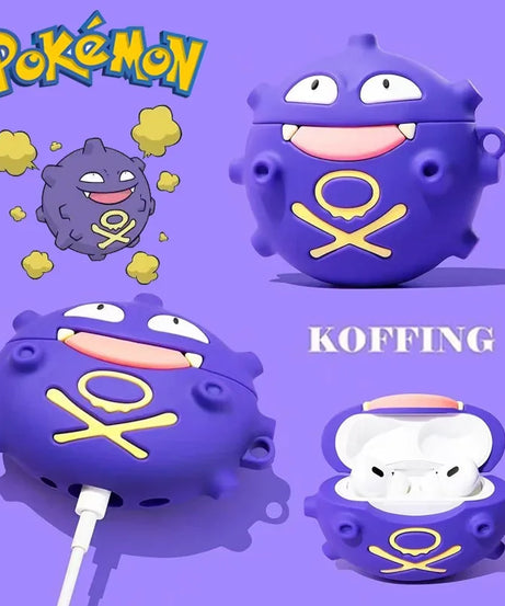 Koffing Pokémon AirPods Case – 3D Silicone Cover with Keychain for AirPods 1 2 3 & Pro