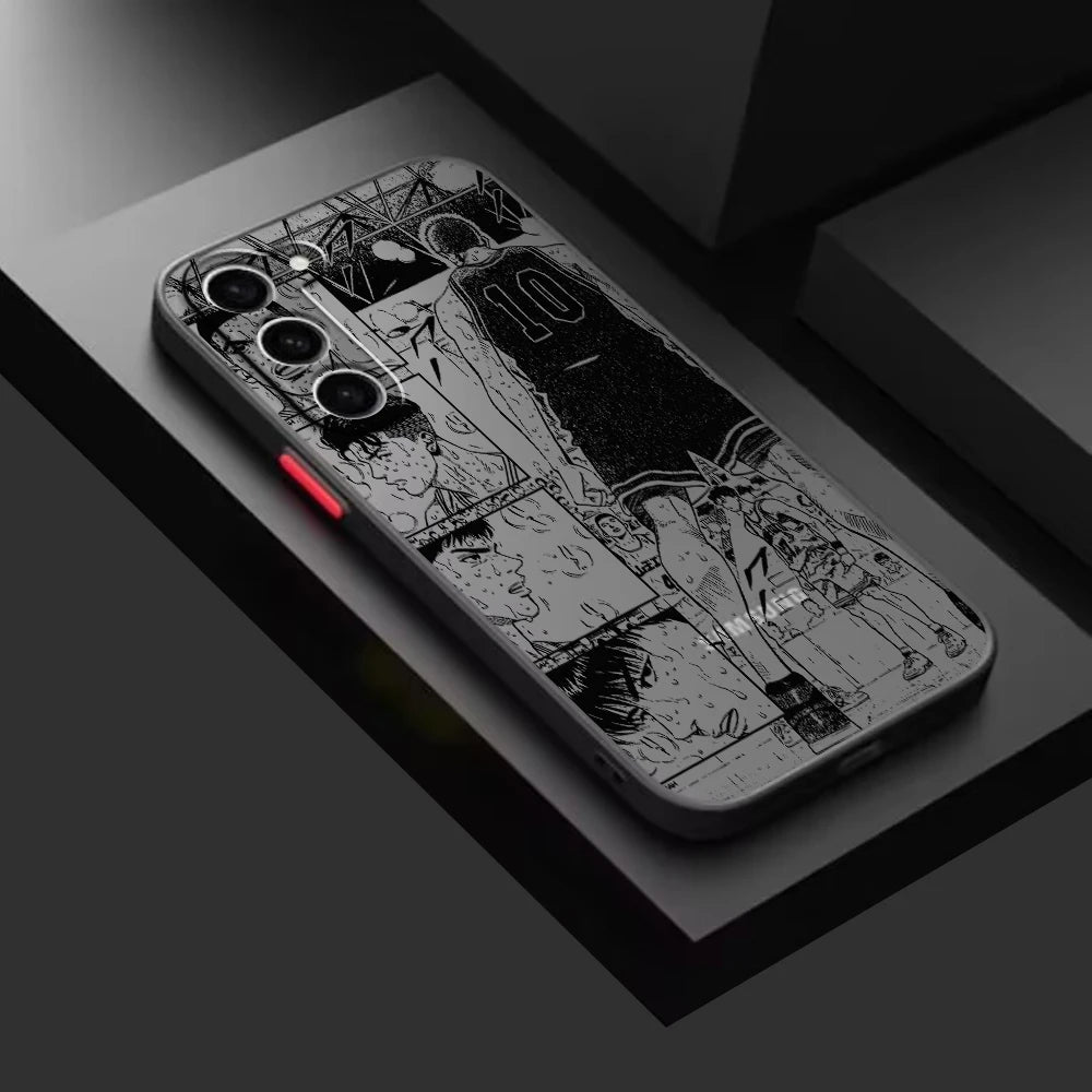 Slam Dunk Popular Anime Art Frosted Translucent For Samsung Galaxy S24 S23 S22 S21 S20 FE S10 S9 S8 Plus Ultra Pro 5G Matte