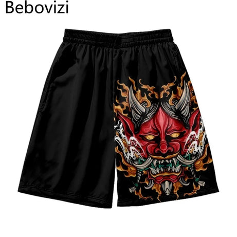 Japanese Anime Demon Print Shorts Summer Men Shorts Streetwear Casual Fitness Exercise Beach Jogger Shorts Bermuda Masculina