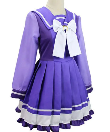 Anime Womens Suit Cosplay Mejiro McQueen Costume Purple Dress Maid Bow Suit Halloween Christmas Outfit