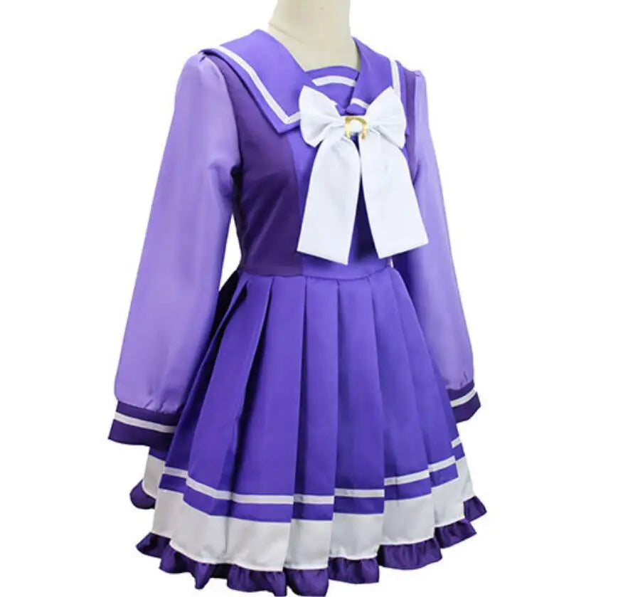 Anime Womens Suit Cosplay Mejiro McQueen Costume Purple Dress Maid Bow Suit Halloween Christmas Outfit