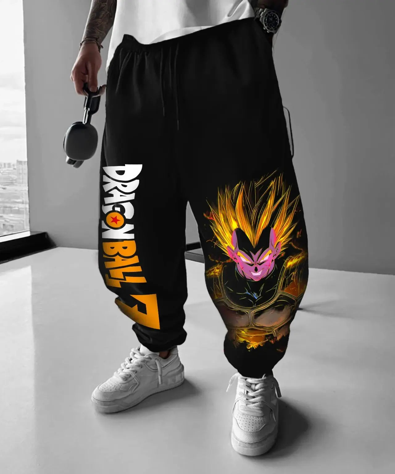 Dragon Ball Anime Men Jogger Pants Streetwear Casual Sweatpants Goku Graphic Print Elastic Cuff Spring Autumn Fashion Trousers