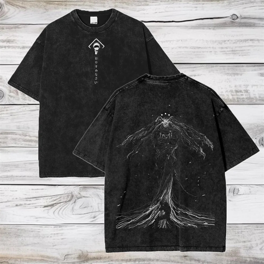 Jujutsu Kaisen Gojo Satoru Washed Cotton T-Shirt – Premium Vintage Anime Tee for Men & Women 4