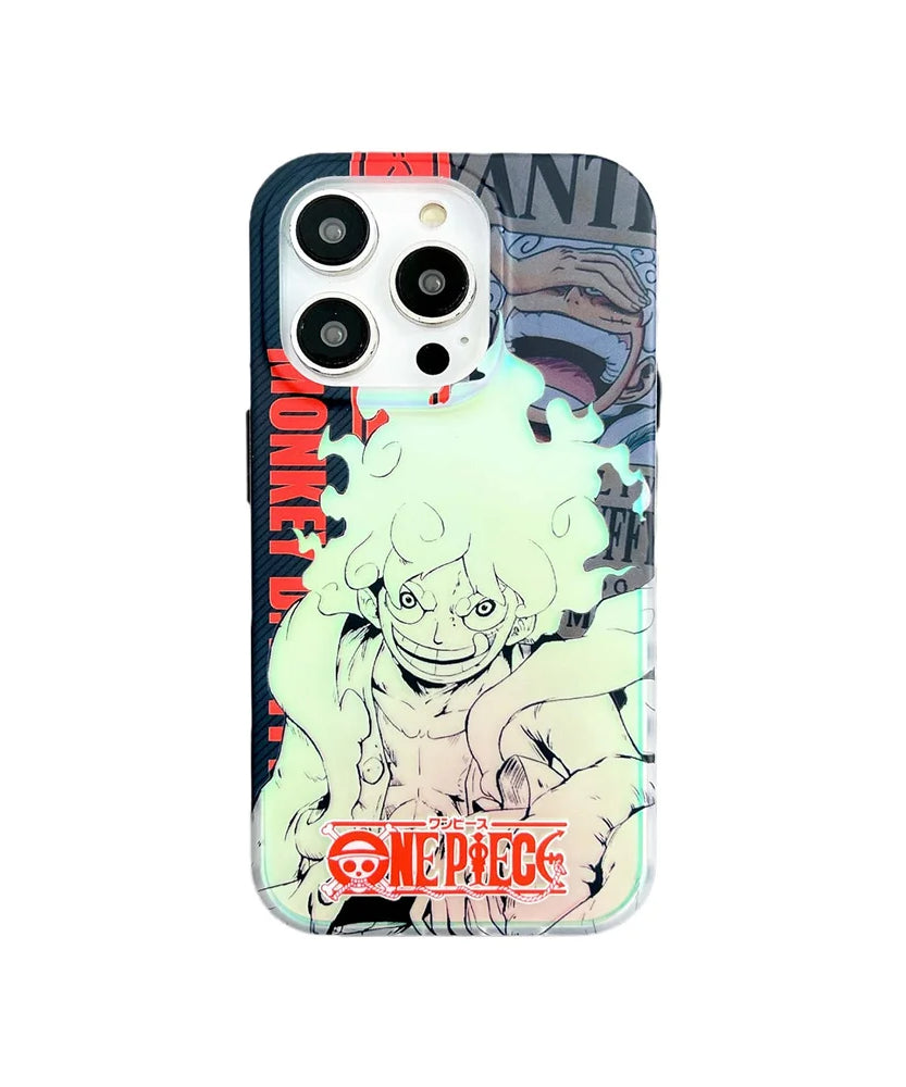 One Piece Luffy New Gear 5th Nika Laser Phone Case for iPhone 15 14 13 12 pro max 11 16 Men's Gift Back Cover