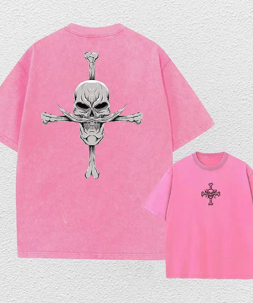 One Piece Anime Print Washed T-shirt Men Hip Hop Streetwear Oversized Women Short Sleeved Graphic Tee Summer Harajuku Casual Top
