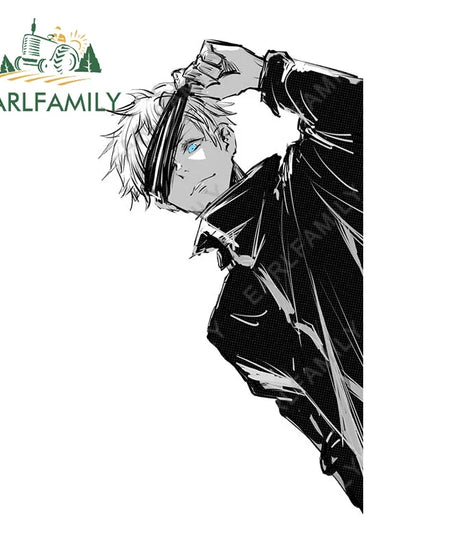 EARLFAMILY 13cm x 7.2cm for Anime Peek Gojo Satoru Car Accessoires Stickers Windows Motorcycle Auto Decal Waterproof Campervan