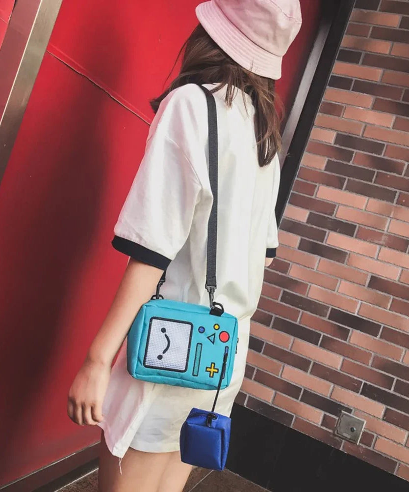 Anime Adventure Time BMO Small Bags for Women Phone Purse Female Canvas Game Machine Shoulder Bag Funny Crossbody Bag