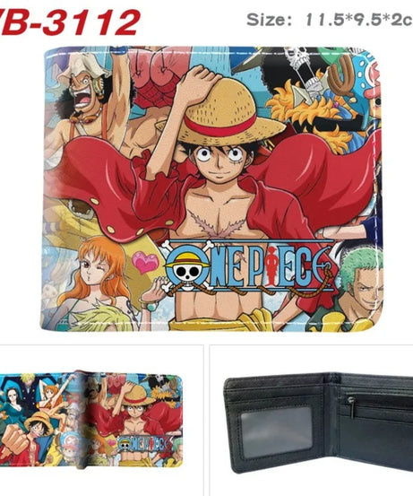 Creative One Piece Anime Peripheral Full-color Wallet One Piece Luffy Printed Coin Purse Folded Short Wallet Card Bag