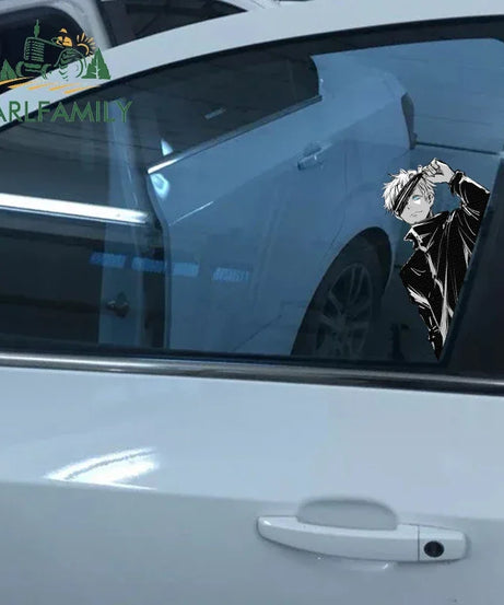 EARLFAMILY 13cm x 7.2cm for Anime Peek Gojo Satoru Car Accessoires Stickers Windows Motorcycle Auto Decal Waterproof Campervan