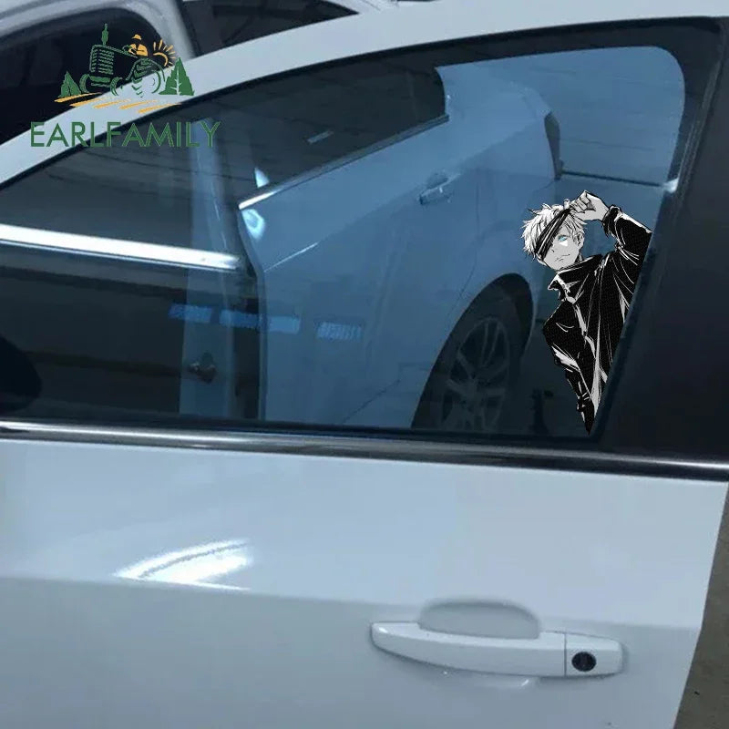 EARLFAMILY 13cm x 7.2cm for Anime Peek Gojo Satoru Car Accessoires Stickers Windows Motorcycle Auto Decal Waterproof Campervan