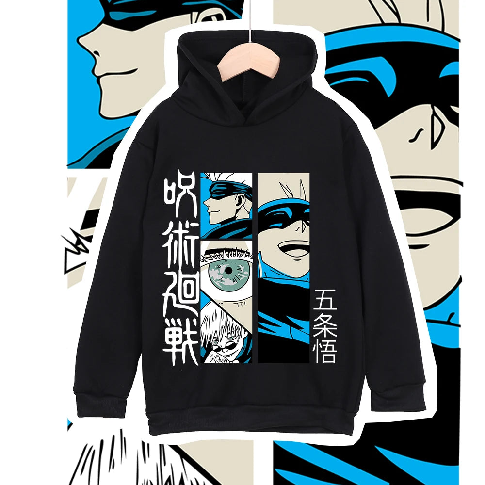 Jujutsu Kaisen Satoru Gojo Kids Anime Hooded Sweatshirt – Children's Cosplay Pullover