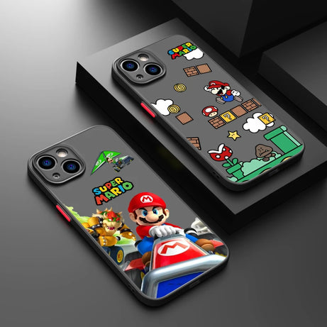 Super Mario Games Phone Case For iPhone 15 14 13 12 11 Pro Max mini XS Max XR X 8 Plus SE Frosted Translucent Cover