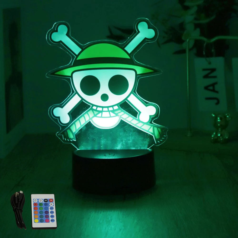 Actions Figure One Piece Luffy Zoro Anime Figures 3D Lamp PVC Action Collection Model Toys LED Night Light Kid Christmas Gift