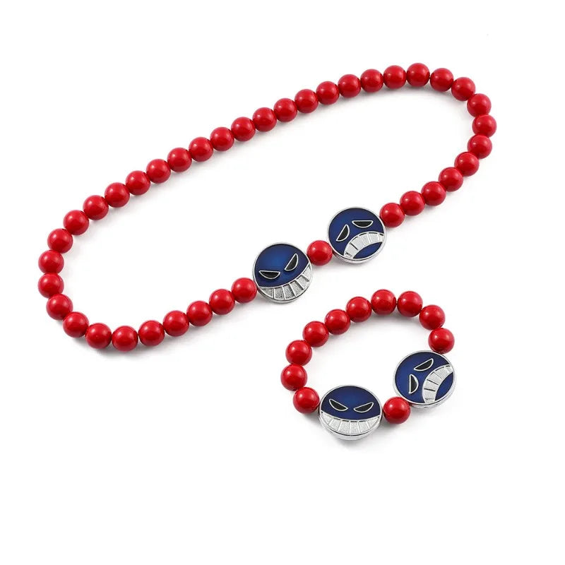 Hot Sales Cute One Piece Portgas D Ace Hats Belt Bracelet Necklace Kawaii Cosplay Props Role Play Accessories
