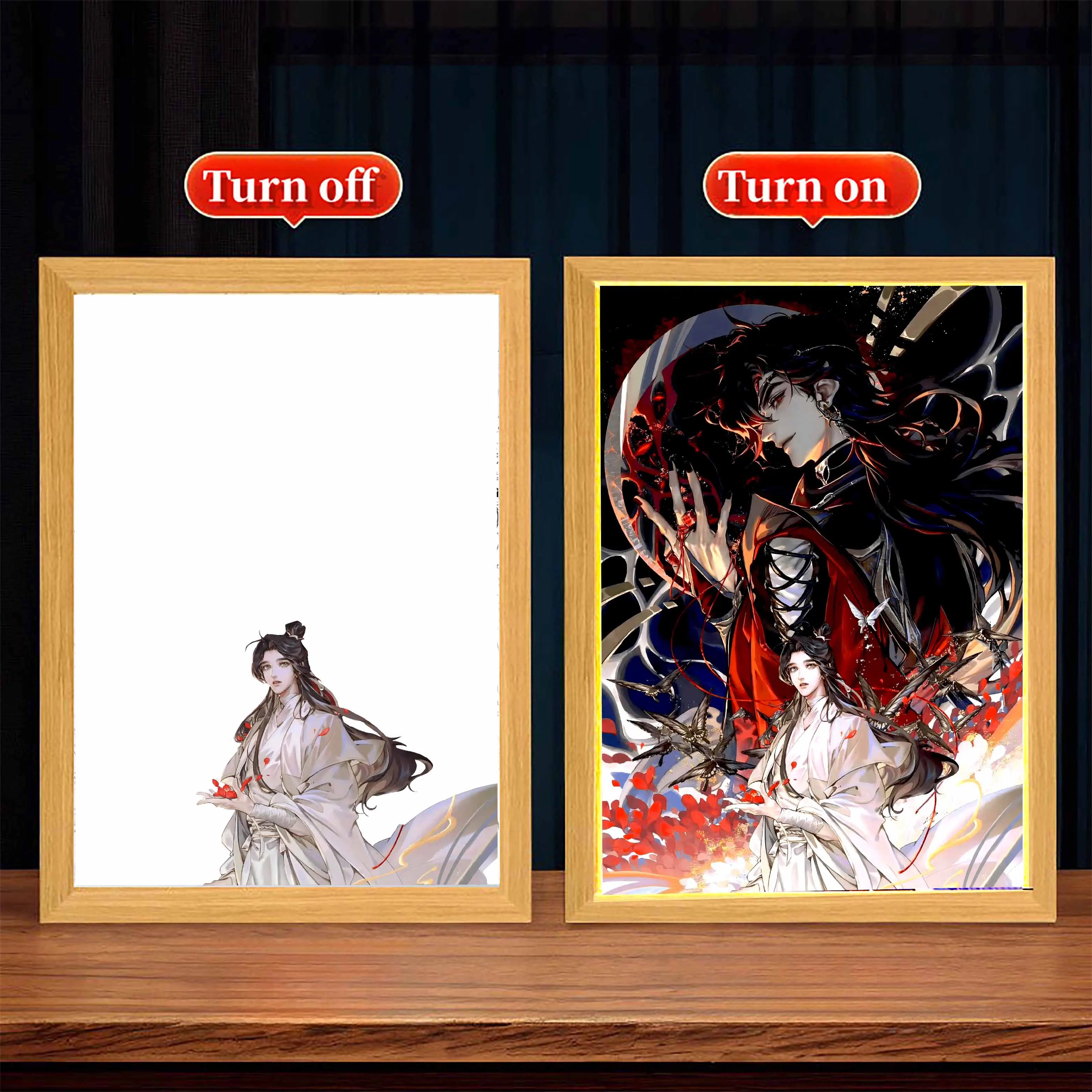 Light Painting Picture Frame Tian Guan Ci Fu Led Night Lights Xielian Huacheng Decor Bedroom Friends Charming Gifts Moon Lamps