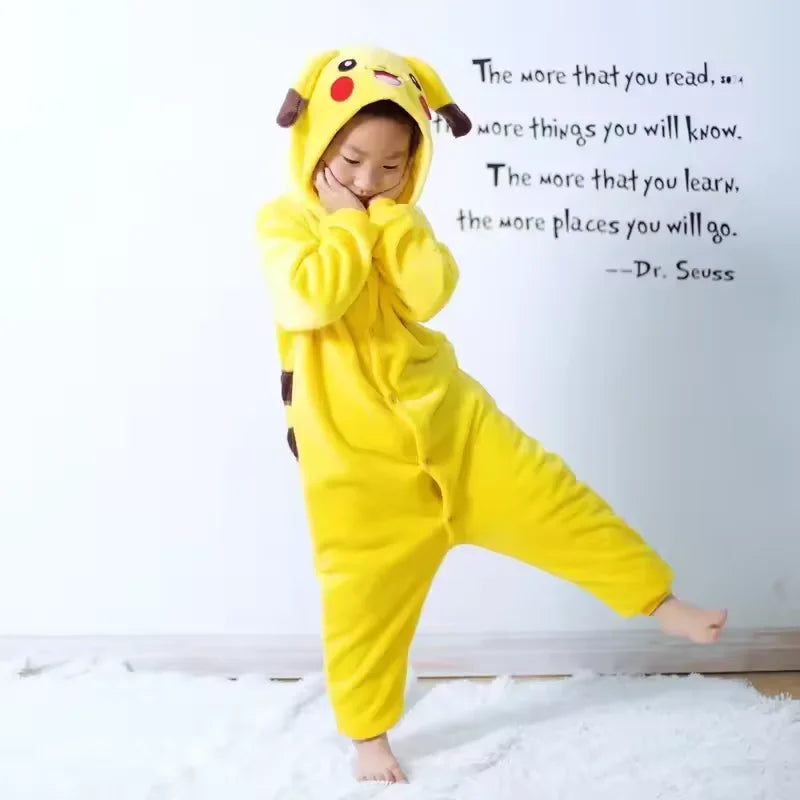 Pokémon Pikachu Warm Flannel Onesie – Cozy Hooded Sleepwear for Kids & Adults 2