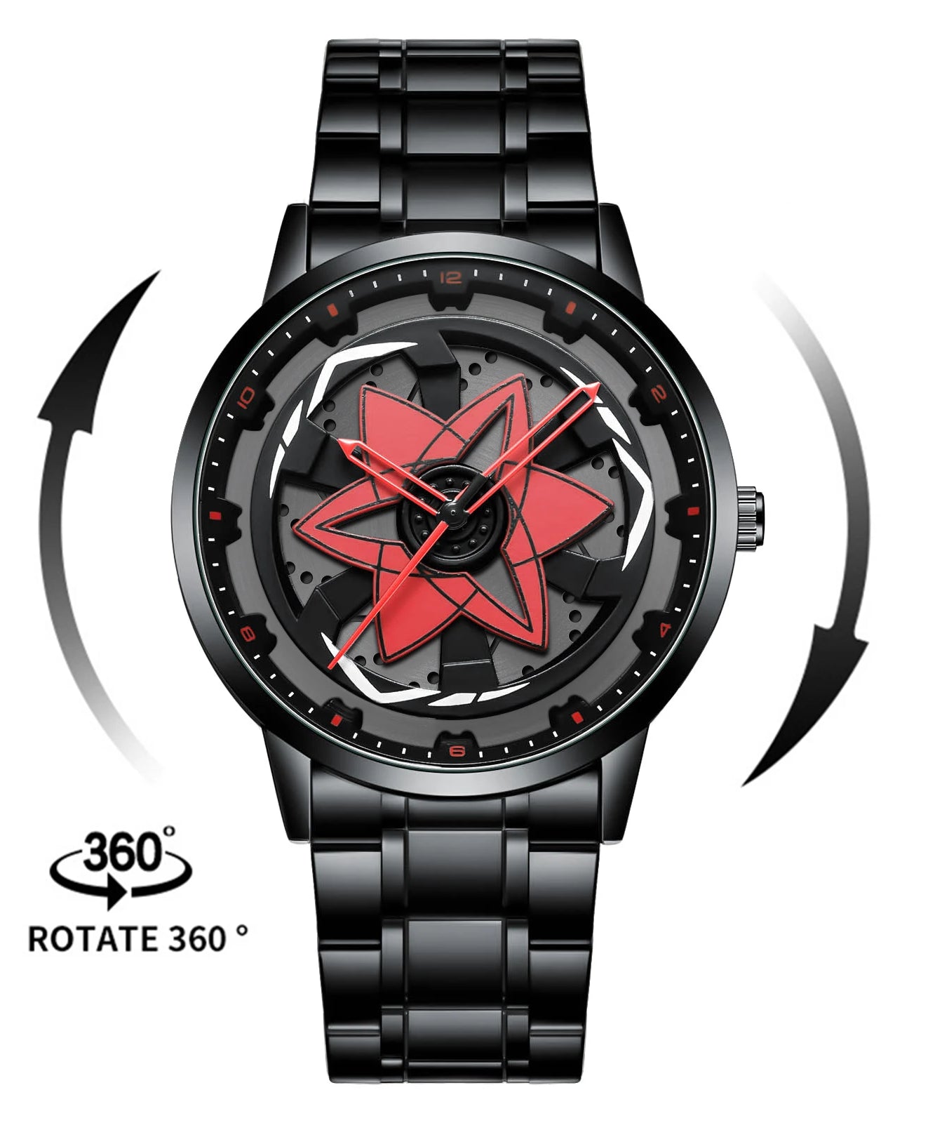 Naruto Anime - Sharingan Rotary Dial Watch – 3D Anime Quartz Waterproof Men’s Luxury Watch