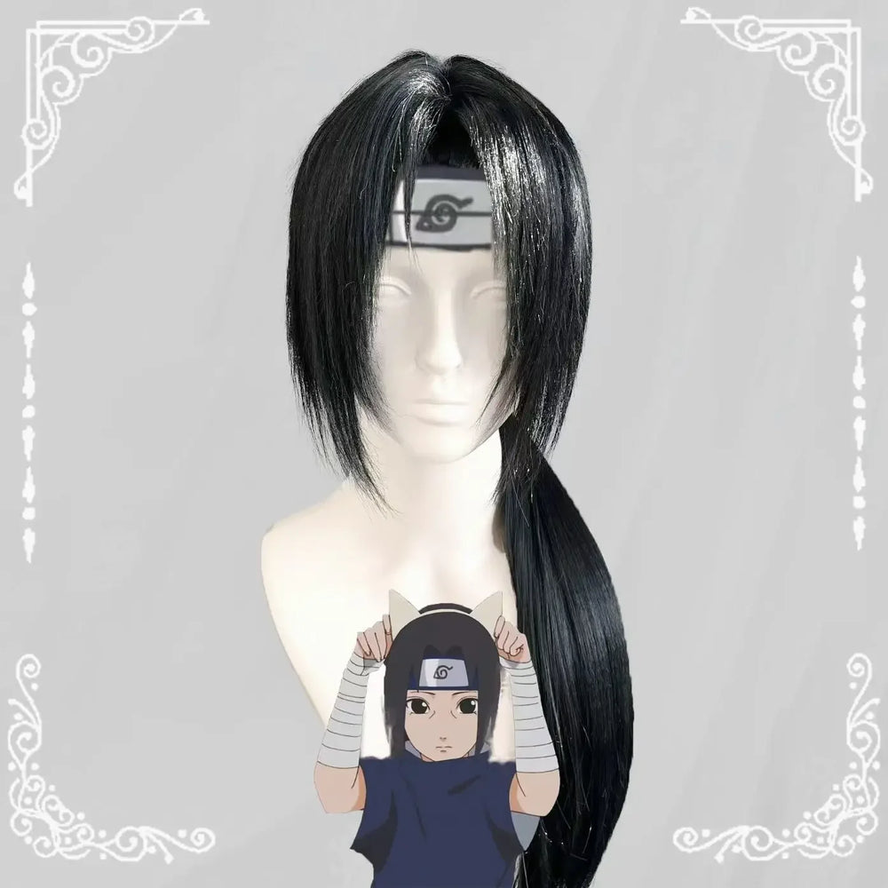 Anime Naruto Itachi Uchiha Cosplay Wig – Heat Resistant Synthetic Black Wig for Adults