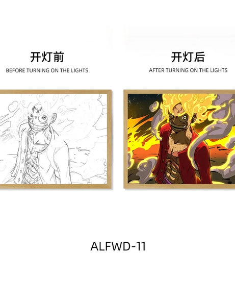 Sun God Nika Luffy Light-Up Frame – One Piece LED Desktop Decor