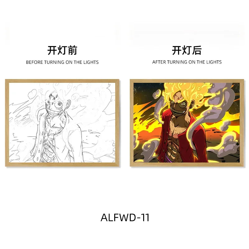 Sun God Nika Luffy Light-Up Frame – One Piece LED Desktop Decor