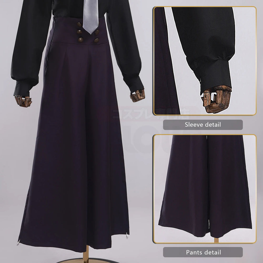 Anime Jujutsu Kaisen Mei Mei Cosplay Costume – Black Shirt, Purple Pants & Tie Set 3