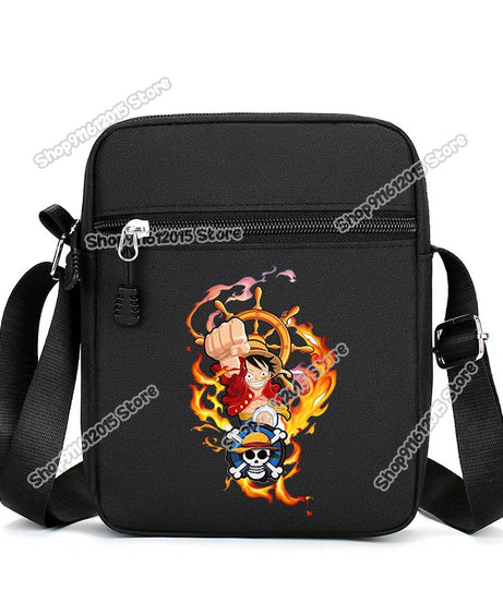 One Piece Men Shoulder Bag Anime Luffy Zoro Boy Oxford Cloth Crossbody Zipper Messenger Bags Outdoor Travel Small Phone Pouch