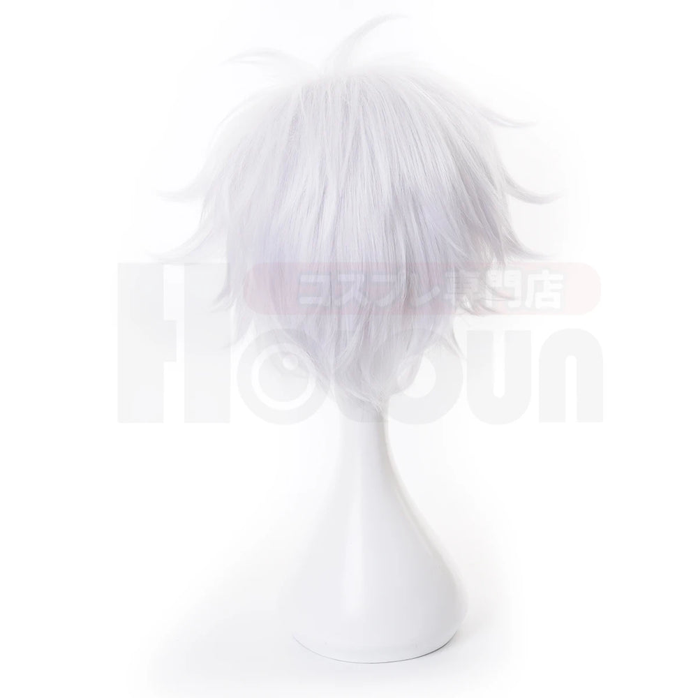 Anime Jujutsu Kaisen Satoru Gojo Cosplay Wig – Spiky White Synthetic Hair 5