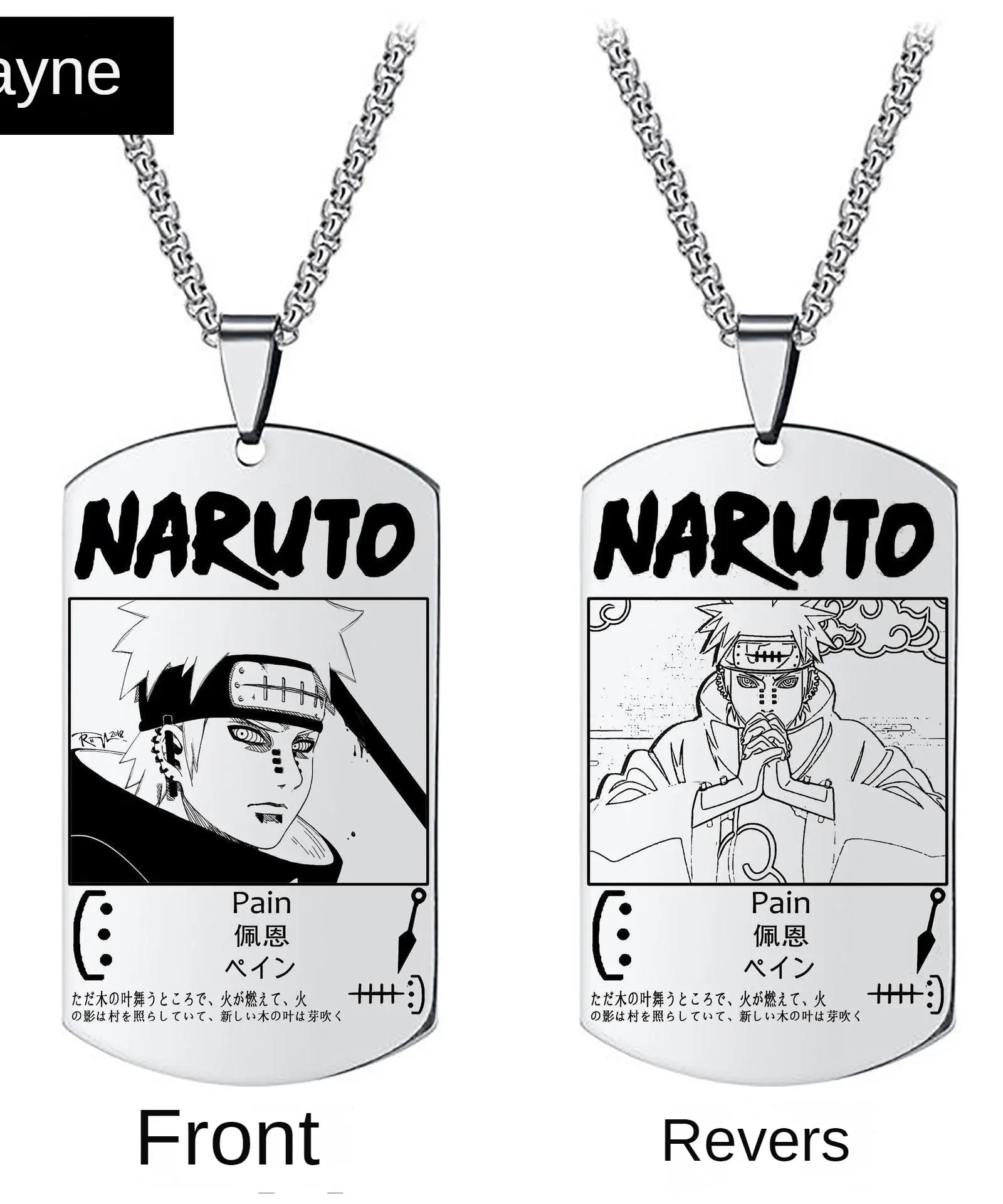 Naruto Kakashi Necklace Pendant Stainless Steel Chain Fashion Alloy Student Children Creative Necklace Clothing Accessories Gift
