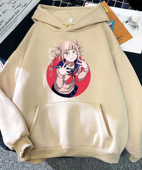 New Fashion Personality Hoodies Anime Himiko Toga Printing Hooded Pullover Women Men Casual Long Sleeve Sweatshirts Tops