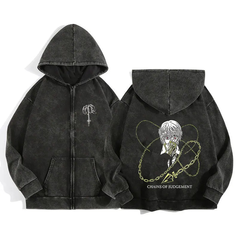 Hunter x Hunter Zip-Up Hoodie – Unisex Anime Streetwear Pullover
