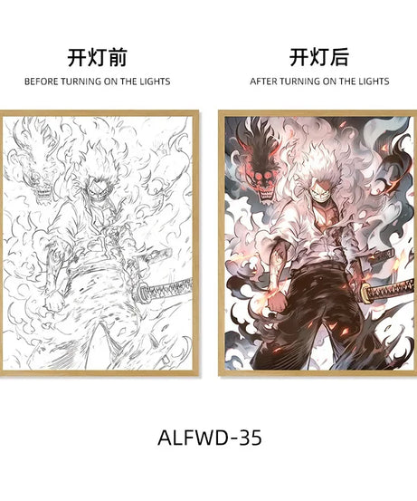 Sun God Nika Luffy Light-Up Frame – One Piece LED Desktop Decor