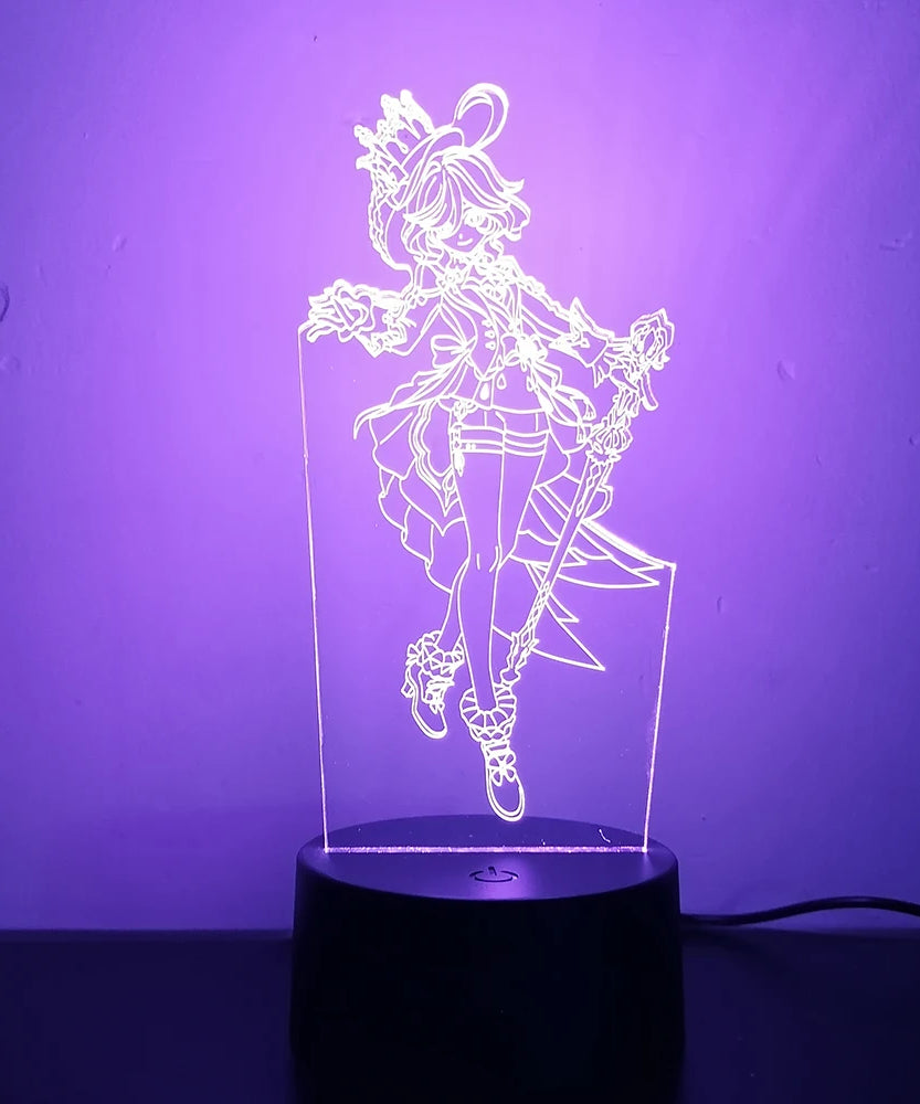 Genshin Impact Figure Furina 3d Led Night Light For Bedroom Customizable Heroes Acrylic Lamp Bedside Decor Children's Gift