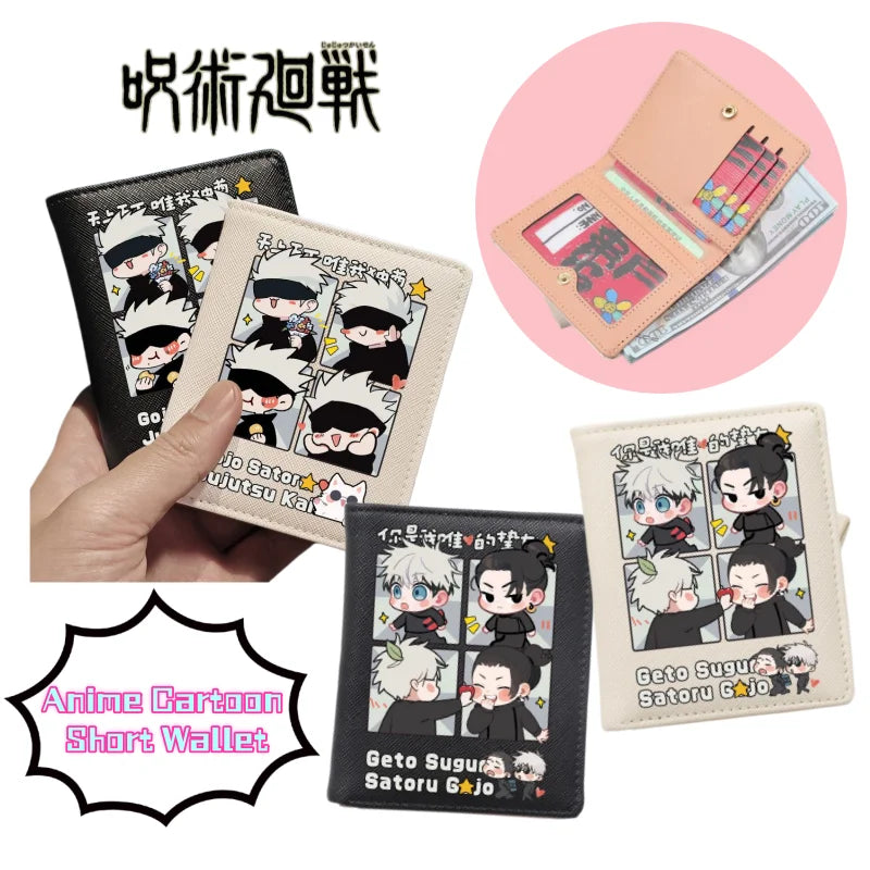 Anime Jujutsu Kaisen Short Zipper Wallet – Yuji Itadori & Megumi Fushiguro Card Holder