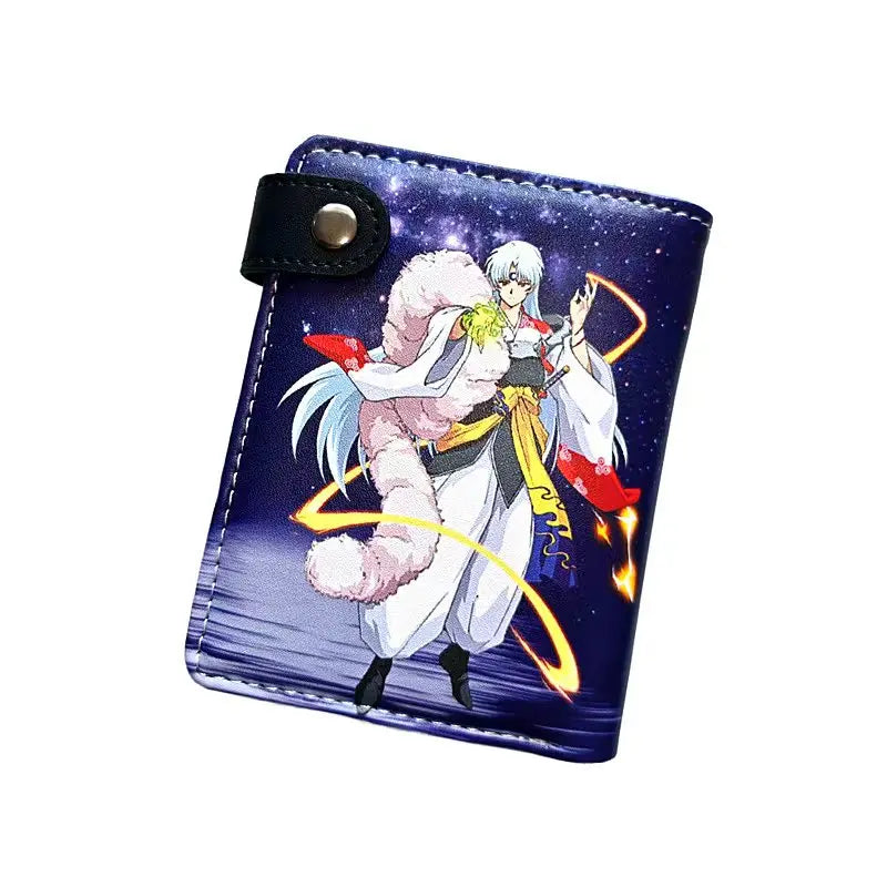 Anime Sesshoumaru Button Wallet Inuyasha Coin Card Men Purse