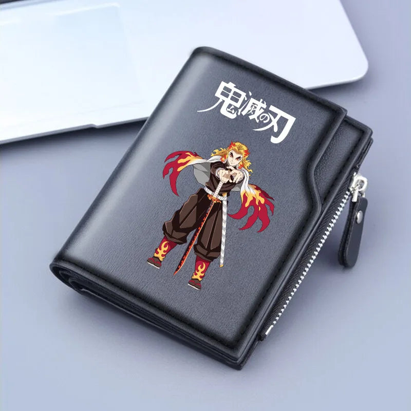 Demon Slayer Wallet Anime Coin Purse Men Credit Card Holder Boy Student Fashion Short Trifold Money Key Storage Pouch