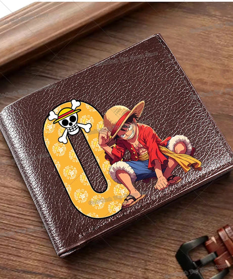 Anime Luffy Men Pu Wallet One Piece Letter A-Z Foldable Short Wallet Man Portable Credit ID Card Holder Male Pocket Coin Purse