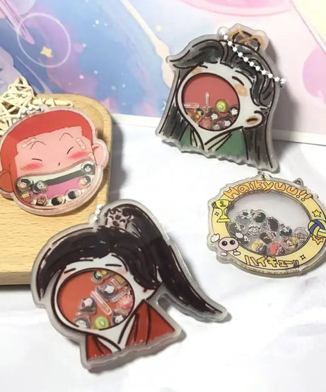 Cute one Piece Personalized Backpack Keychain Pendant Straw Hat Set Acrylic Pendant Rocking Music Student Accessories