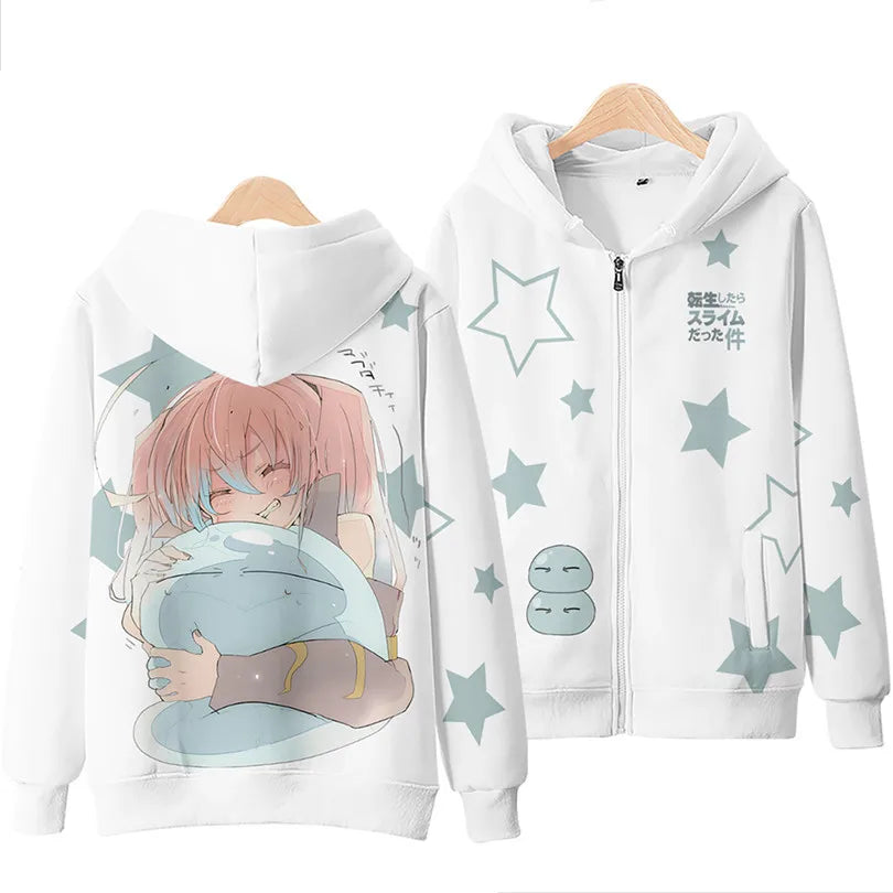 Anime Rimuru Tempest 3D Print Zip-Up Hoodie Unisex Harajuku Streetwear Cosplay Coat 5