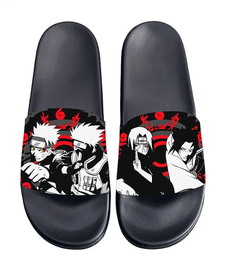Anime Naruto Non-Slip Slippers Fashion Sasuke Design Cute Kawaii Home Sandals for Men And Women Ideal Holiday Gift