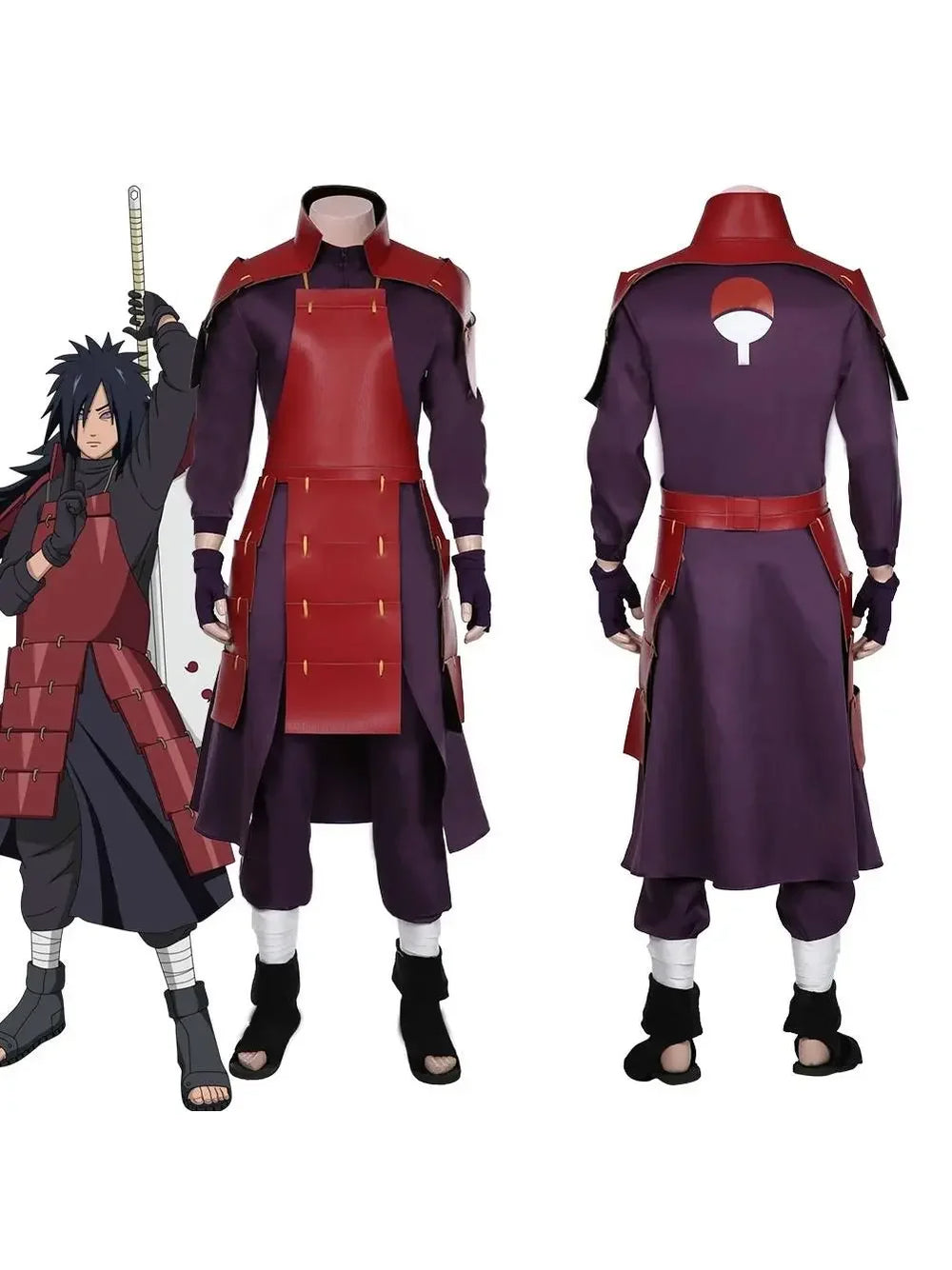 Naruto Uchiha Madara Cosplay Costume – Premium Full Set Ninja Armor & Suit for Halloween 2